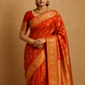 Red and Gold Banarasi Silk Saree