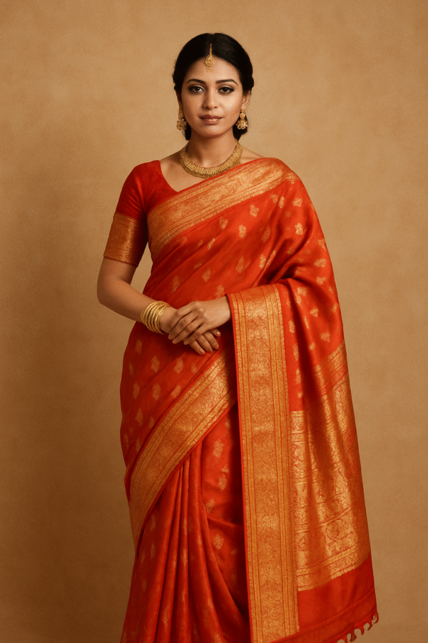 Red and Gold Banarasi Silk Saree