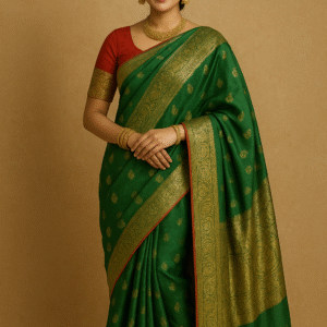 Green and Gold Banarasi Silk Saree