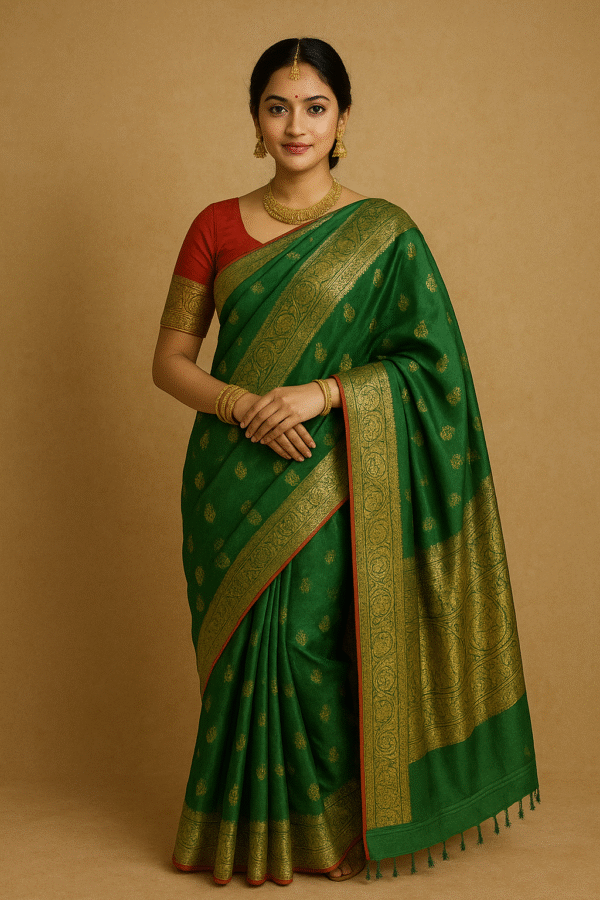 Green and Gold Banarasi Silk Saree