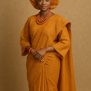 Mustard Yellow Nigerian Traditional Attire with Gele