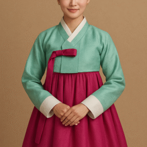 Korean Hanbok ivory magenta chima