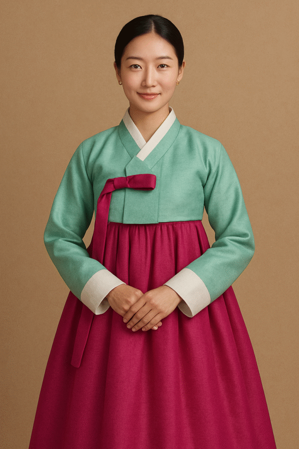 Korean Hanbok ivory magenta chima