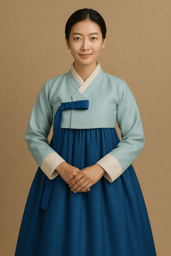 Korean hanbok soft sky-blue jeogori